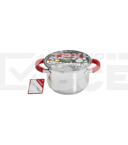 Кастрюля WEBBER BE-340/2 2,2 л, 16 см, нержавеющая сталь, индукция, со стеклянной крышкой