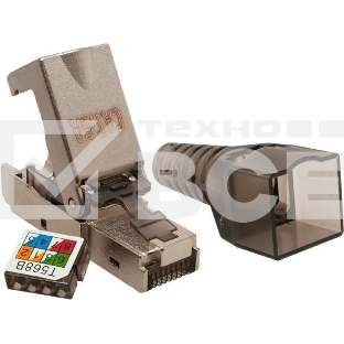 Коннектор Suprlan 10-0240-1, STP кат.6A RJ45 с защитным колпачком, серый