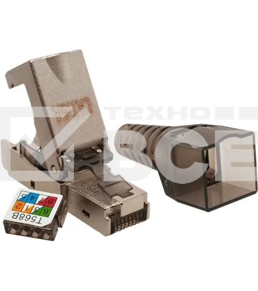 Коннектор Suprlan 10-0240-1, STP кат.6A RJ45 с защитным колпачком, серый