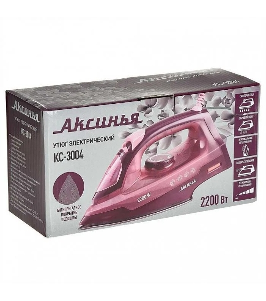 Утюг Аксинья КС-3004 бежево-коричневый, 2200 Вт, 25 г/мин, 120 г/мин, 160 мл