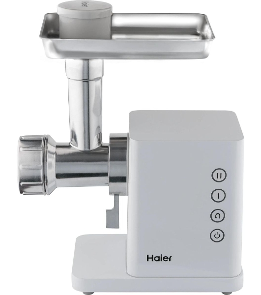 Мясорубка электрическая Haier HG-700 белый, 1900 Вт, 3.0 кг/мин, реверс, защита от перегрузки, металлический лоток, насадки - 5