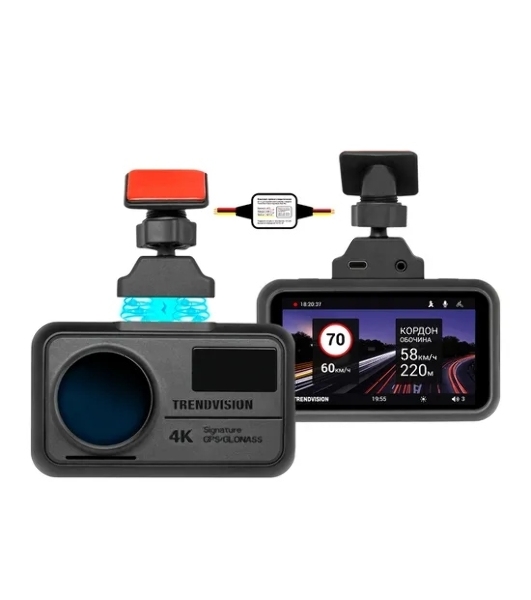 Видеорегистратор TrendVision TDR-725 Real 4K Max, 3840x2160, 3', GPS/ГЛОНАСС, Wi-Fi, G-сенсор, датчик движения, GPS-информатор