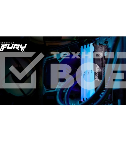 Оперативная память Kingston Fury Beast, DDR4, 16GB (2x8GB), 3600MHz, CL17, с радиаторами, RGB, черный