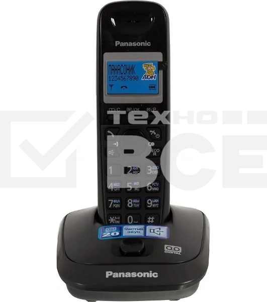 Телефон беспроводной (DECT) Panasonic KX-TG2521RUT (титан) {АОН, Caller ID,спикерфон,голосовой АОН,полифония,цифровой автоответчик}
