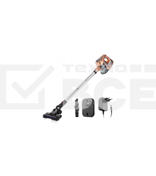 Пылесос вертикальный BRAYER BR4261 бежевый, питание от аккумулятора, 80 Вт, уборка сухая, пылесборник 1 л, работа от АКБ max 35 мин