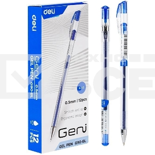 Ручка гелевая Deli Geni EG90-BL прозрачный d=0.5мм син. черн. 1стерж.