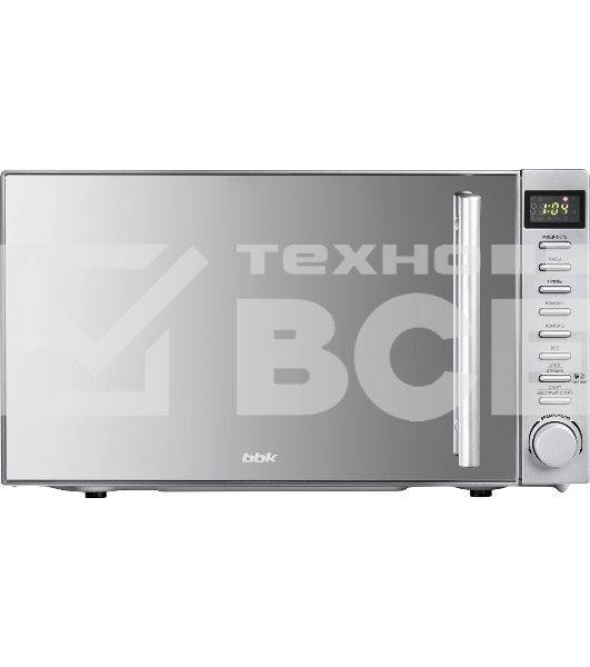 Микроволновая печь BBK 20MWG-733T/BS-M серебристый, 20 л, 700 Вт, поворотный тактовый механизм, кнопки