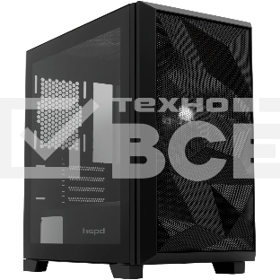 Компьютерный корпус без блока питания HSPD M340, Mesh Mid Tower, черный, TG, 0.5 SPCC, no fans, mATX, mITX, 165/350/200мм, 2x2.5