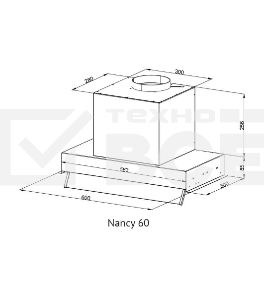 Вытяжка встраиваемая Kuppersberg Nancy 60 черный, 60 см, 850 куб. м/ч, 42 дБ
