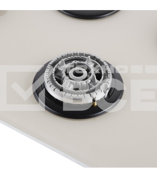 Газовая варочная панель Maunfeld EGHG.43.33CBG/G газ, ширина 45 см, 3 конфорки, WOK, чугунные решетки, газ-контроль, электроподжиг, бежевый