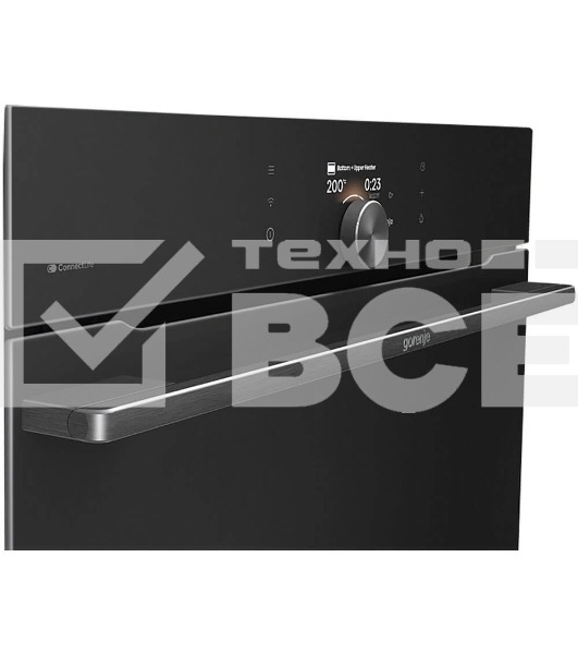 Встраиваемая электрическая духовка Gorenje BP6138B, объем 77 л, макс. температура 320 градусов, сенсорное/поворотное управление, Wi-Fi, пиролитическая очистка, телескопические направляющие на одном уровне, термощуп, AirFry, автоматические программы, динамическая система охлаждения, многоуровневое приготовление, PerfectGrill, энергоэффективность А+, черный