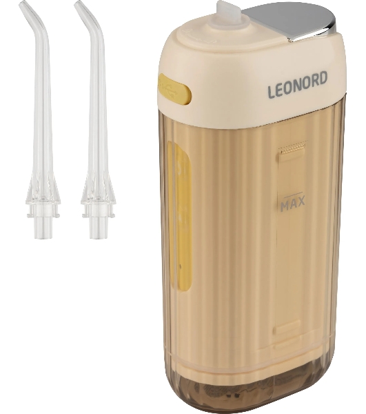 Ирригатор Leonord LE-12992 бежевый, от аккумулятора, 200 мл, 4 режима