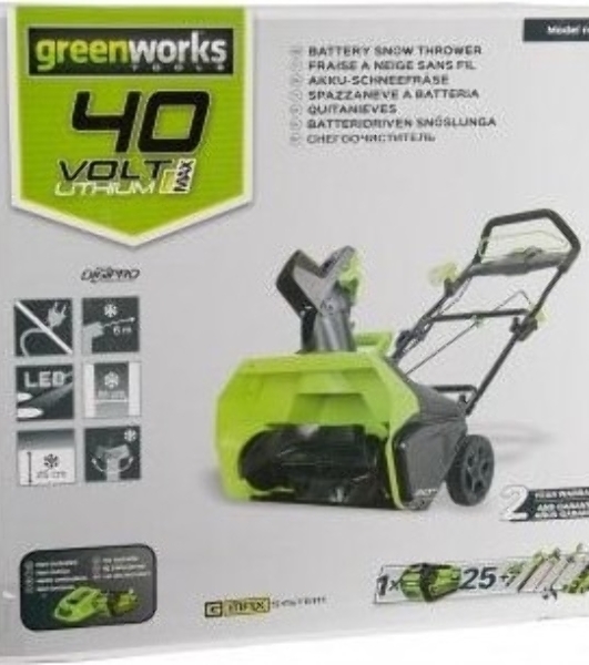 Снегоуборщик аккумуляторный GreenWorks GD40ST, 40V, 51 см, бесщеточный, без АКБ и ЗУ (2600007)