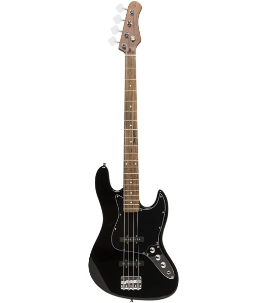 Бас-гитара STAGG SBJ-30 BLK 4-х струнная форма Jazz Bass, корпус павловния, гриф клен, накладка грифа палисандр, 20 ладов, мензура 867 мм, колки никелированные, бридж JB Classic, звукосниматели 2xJB, регуляторы 2x громкости, 1x тона, цвет черный