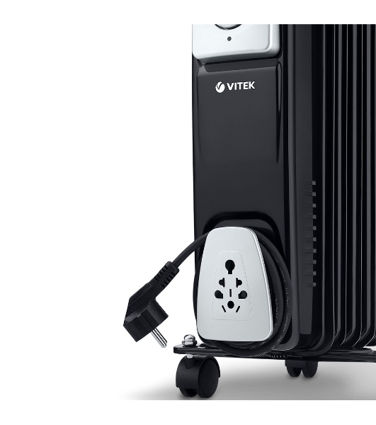 Масляный обогреватель Vitek VT-1717 черный, 1500Вт, 15м2, термостат