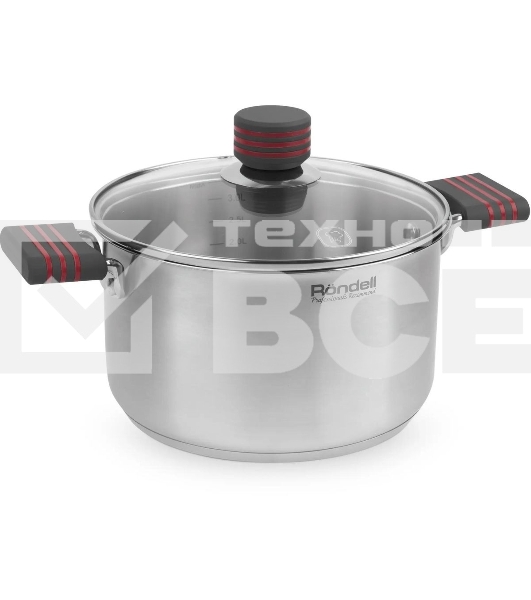 Кастрюля Rondell Stripes RDS-1280 3.4л. d=20см (с крышкой) стальной