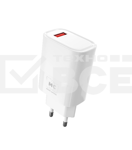 Сетевое зарядное устройство MORE CHOICE (4620202553423) NC09m 1USB 3.0A QC3.0 15W, белый