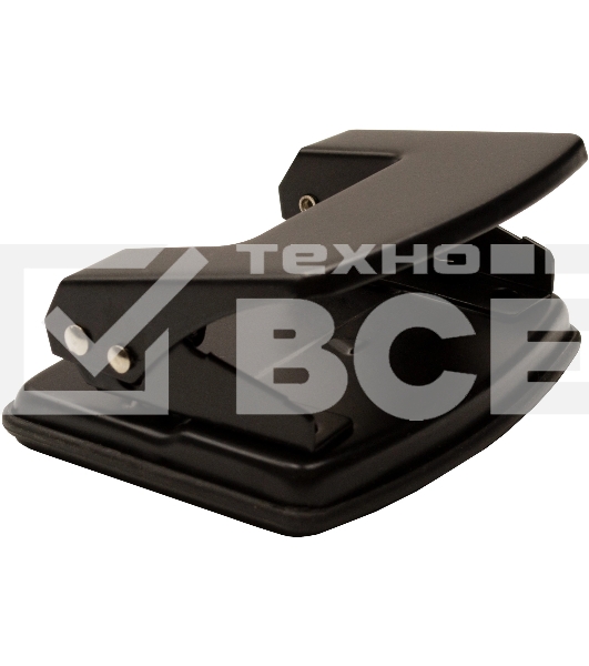 Дырокол Silwerhof Daily, до 20 листов, металл черный, отверстий: 2, с линейкой