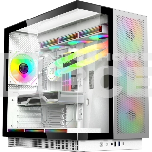 Компьютерный корпус ACD Phantom 100 ATX, Type-C + 2XUSB 3.0+HD audio combo, 4X120мм ARGb fans+Remote control, See View case, TG, Aluminum.