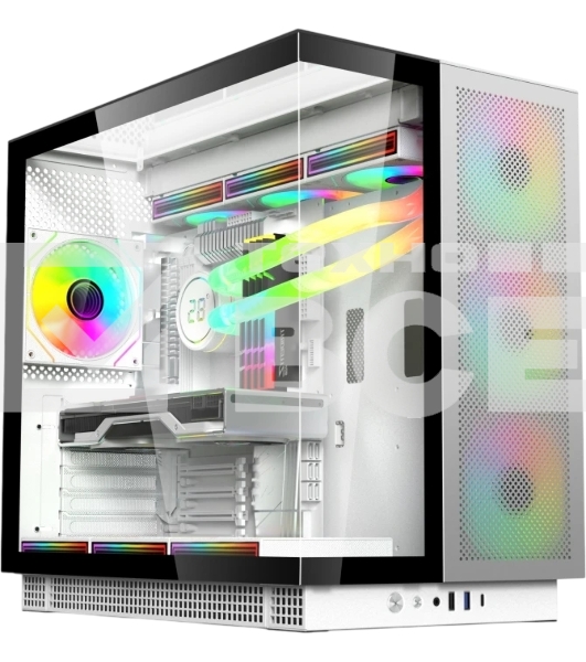 Компьютерный корпус ACD Phantom 100 ATX, Type-C + 2XUSB 3.0+HD audio combo, 4X120мм ARGb fans+Remote control, See View case, TG, Aluminum.