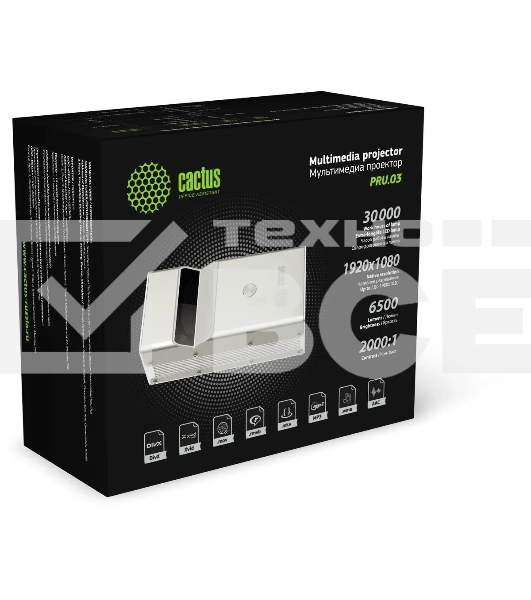 Проектор Cactus CS-PRU.03B.WUXGA-A DLP 6500Lm (1920x1080) 2000:1 ресурс лампы:30000часов 1xUSB typeA 1xHDMI 1.5кг