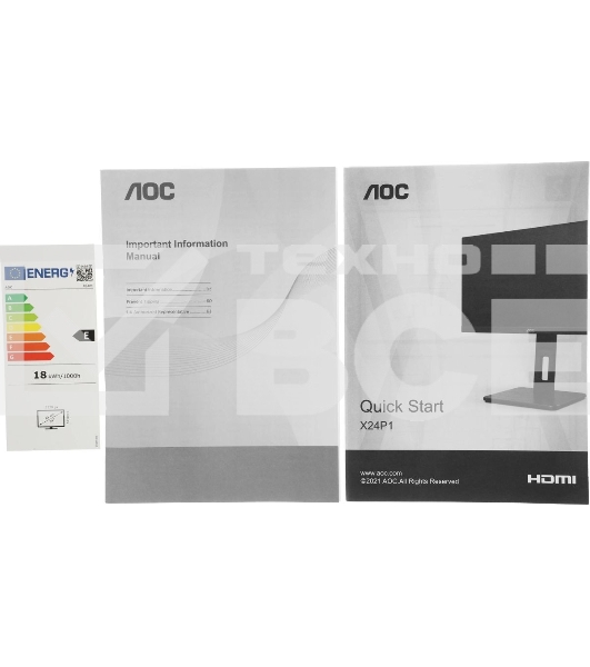 Монитор 24' AOC X24P1 IPS 1920x1200, 60 Гц, 4 мс, 16:10, 300 кд/м2, 1xHDMI, 1xDP, 1xVGA, 1xDVI, 1x3.5 мм, черный