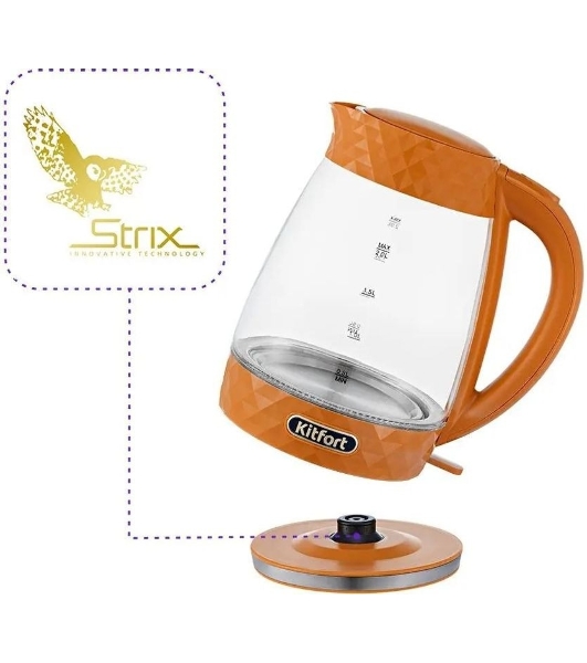 Чайник электрический Kitfort KT-6123-4 2л. 2200Вт оранжевый (корпус: стекло)