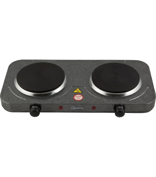 Плита настольная электрическая Homestar HS-1104 серый, 2 кВт, ТЭН, конфорки - 2, эмаль, поворотные переключатели