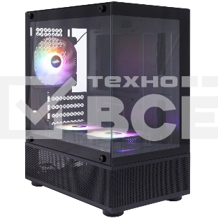 Корпус 1STPLAYER MIKU Mi2-A Black / mATX / 3x120mm LED fans / Mi2-A-BK-2F1R-1F1