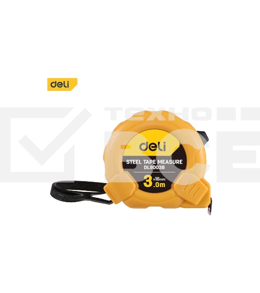 Рулетка Deli DL9003B 3м*16мм Метрическая. Корпус ударопрочный.