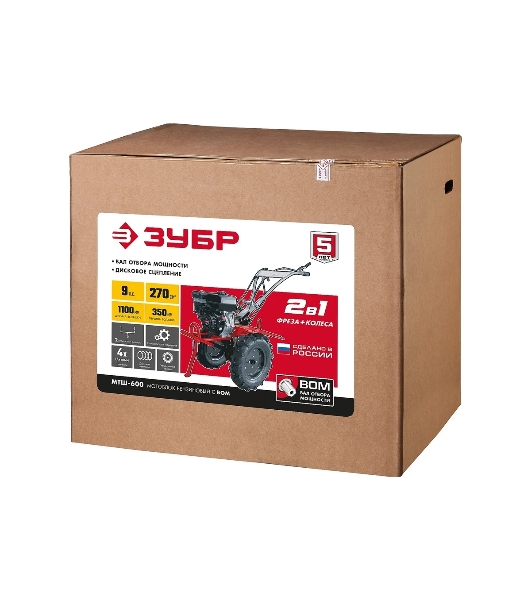 Мотоблок ЗУБР, 9 л.с., бензиновый с ВОМ