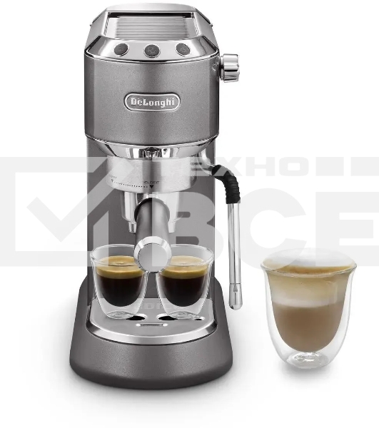 Кофеварка рожковая DeLonghi EC 885 GY серый/серебристый, исп. кофе - молотый, 1.1 л, 1300 Вт, 15 Бар.