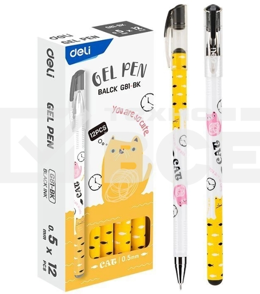 Ручка гелевая Deli EG81-BK ассорти черн. черн. игловидный пиш. наконечник линия 0.5мм