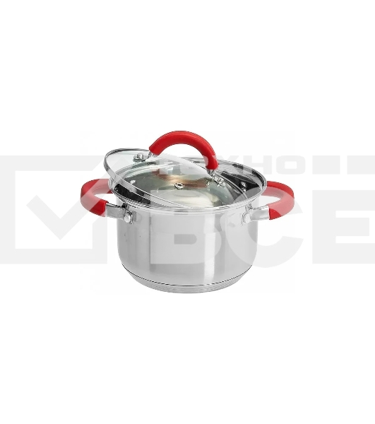 Кастрюля WEBBER BE-340/2 2,2 л, 16 см, нержавеющая сталь, индукция, со стеклянной крышкой