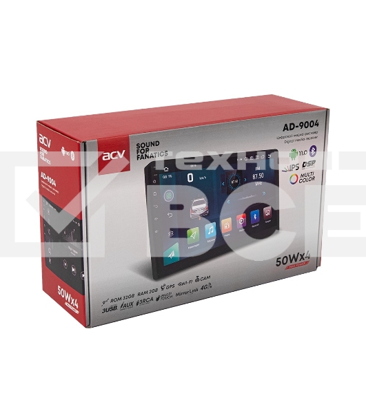 Автомагнитола ACV AD-9004 2DIN 4x50Вт ПО:Яндекс.Навигатор