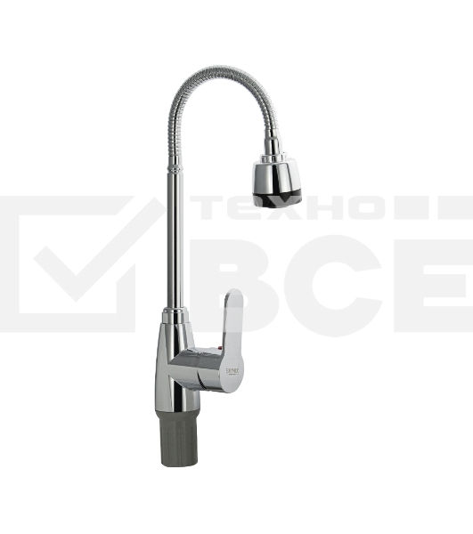 Смеситель для кухни BRIMIX 5912 шаровый, из высокопрочного АБС пластика, с гибким изливом, с большим двухрежимным аэратором, цвет хром