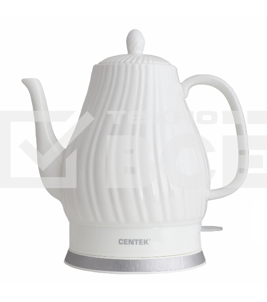 Чайник электрический Centek CT-0064 2.0л, 2150W, супербелая керамика, рельефный корпус