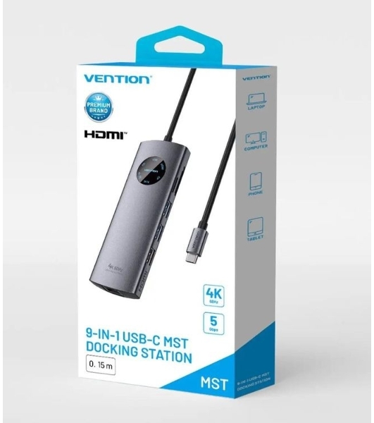 USB-концентратор Vention TQUHB, USB Type-C, USB 2.0/HDMI/RJ-45/SD/USB 3.0, USB Type-C