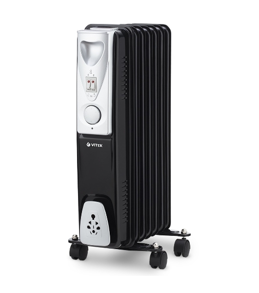 Масляный обогреватель Vitek VT-1717 черный, 1500Вт, 15м2, термостат