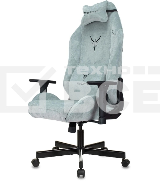 Кресло игровое Knight N1 Fabric серо-голубой Light-28 с подголов. крестовина металл