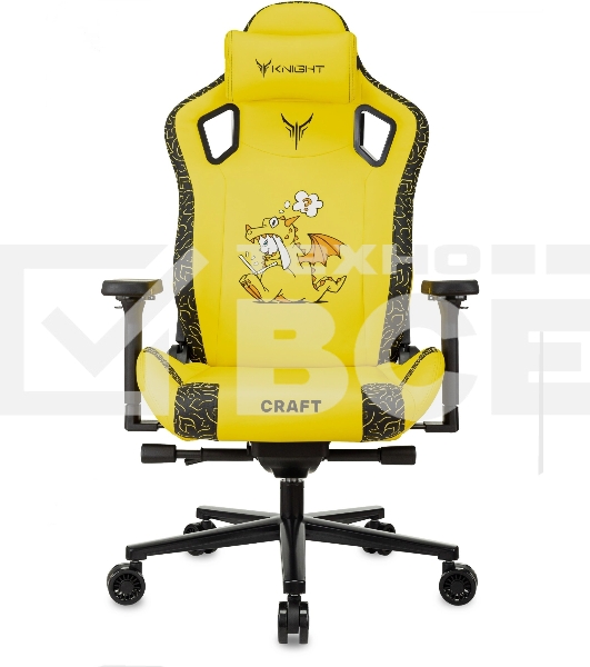 Кресло Knight Craft Dragon желтый, экокожа, 120 кг, механизм качания