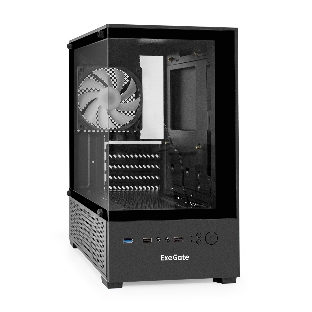 Компьютерный корпус Minitower ExeGate i3 SEA LE-NPX650 (mATX, БП 650NPX, 1хUSB+1хUSB 3.0, HD аудио, черный, передняя и боковая панели - закаленное стекло)