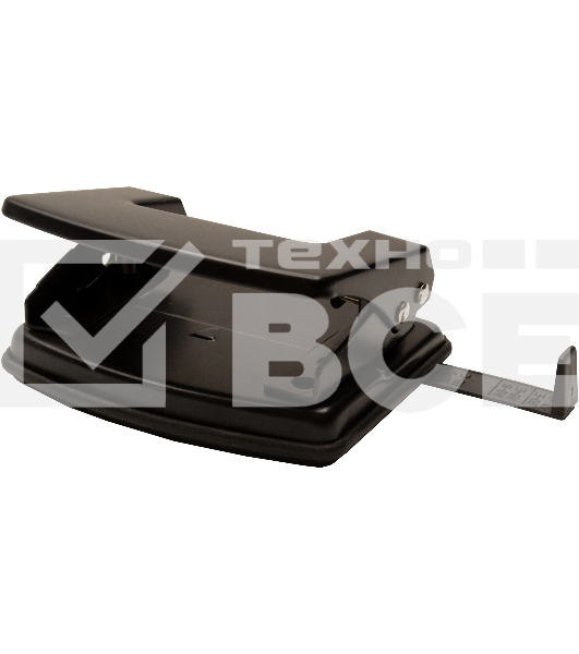 Дырокол Silwerhof Daily, до 20 листов, металл черный, отверстий: 2, с линейкой