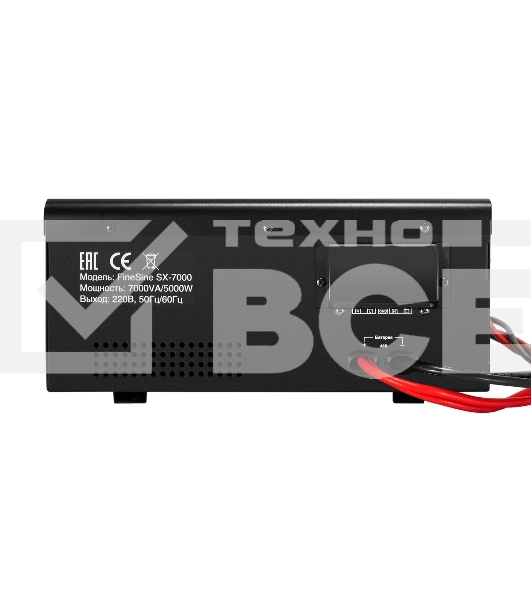 Источник бесперебойного питания (инвертор, синус, для котла, настенный) ExeGate FineSine SX-7000.LCD.AVR.2SH.T 7000VA/5000W, чистая синусоида, цветной LCD-дисплей, AVR, 2*Schuko+клеммы, линейно-интерактивный, внешняя батарея 48В до 200А·ч (поставляется отдельно), крепление настенное, черный