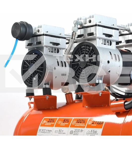 Компрессор поршневой Patriot WO 50-300 безмасляный 300л/мин 50л 2000Вт оранжевый