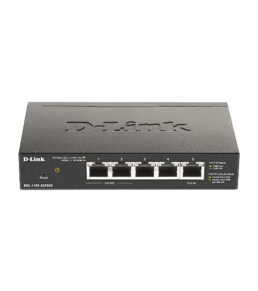 Коммутатор D-Link DGS-1100-05PDV2, 5×1 Гбит/с, настраиваемый