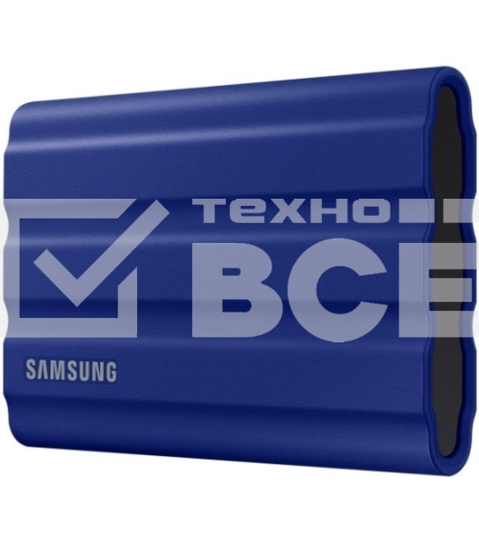 Накопитель  Samsung External SSD T7 Shield, 2TB, Type C-to-C/A, USB 3.2 Gen2, R/W 1050/1000MB/s, IP65, 88x59x13mm, 98g, Blue (12 мес.)