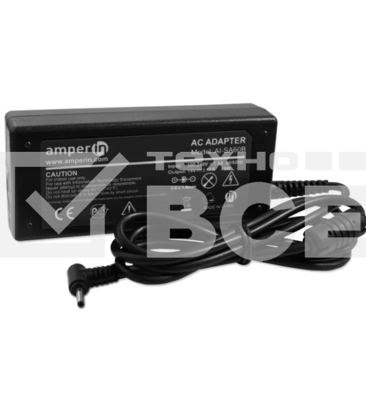 Блок питания (сетевой адаптер) Amperin AI-SA60B для ноутбуков Samsung 19V 3.16A 3.0x1.1mm