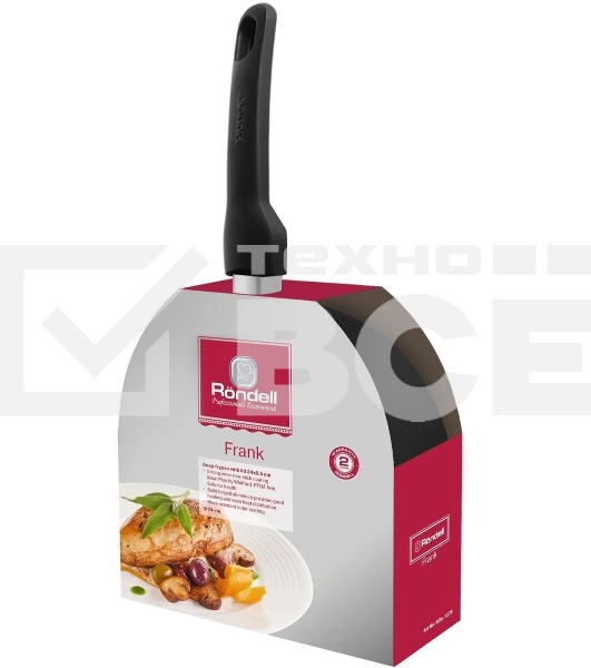 Сковорода Rondell Frank RDA-1372, 24 см, с крышкой, черный