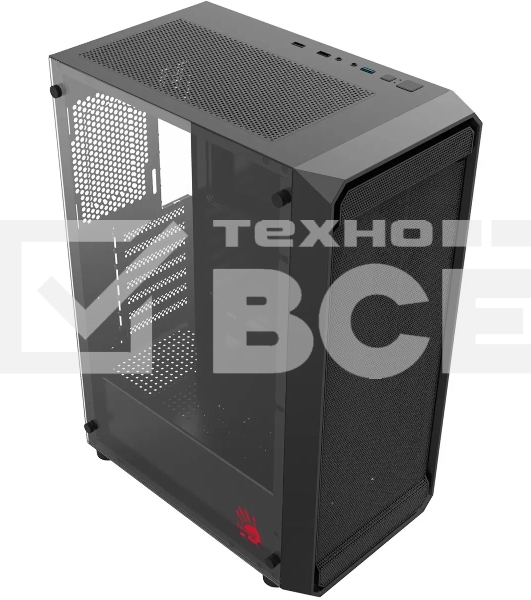 Компьютерный корпус Bloody BD-CC114 черный без БП ATX 8x120мм 1xUSB 2.0 1xUSB 3.0 audio bott PSU